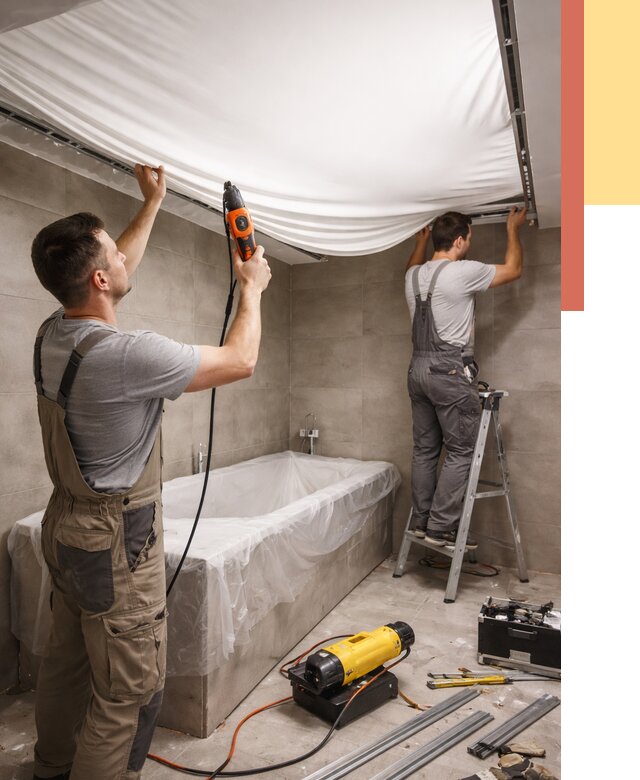 Монтаж натяжного потолка в ванной в Таганроге от 1222 руб. под ключ | ОТДЕЛОЧНИК-Тгн