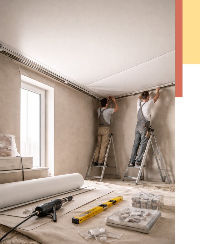 Монтаж натяжного потолка в спальне в Таганроге от 3869 руб. под ключ | ОТДЕЛОЧНИК-Тгн