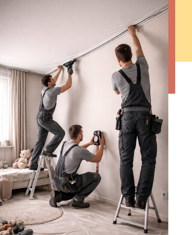 Монтаж натяжного потолка в детской в Таганроге от 3563 руб. — быстро и недорого | ОТДЕЛОЧНИК-Тгн