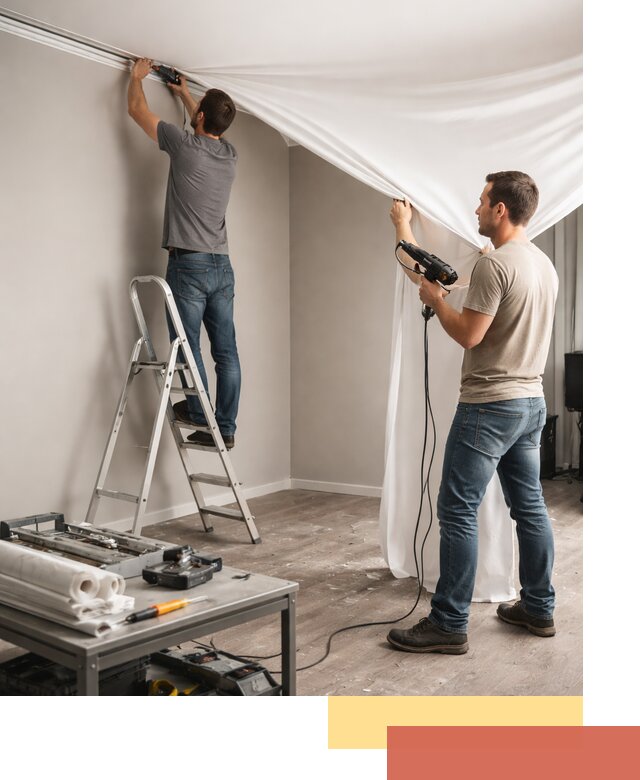 Монтаж натяжного потолка в студии в Таганроге