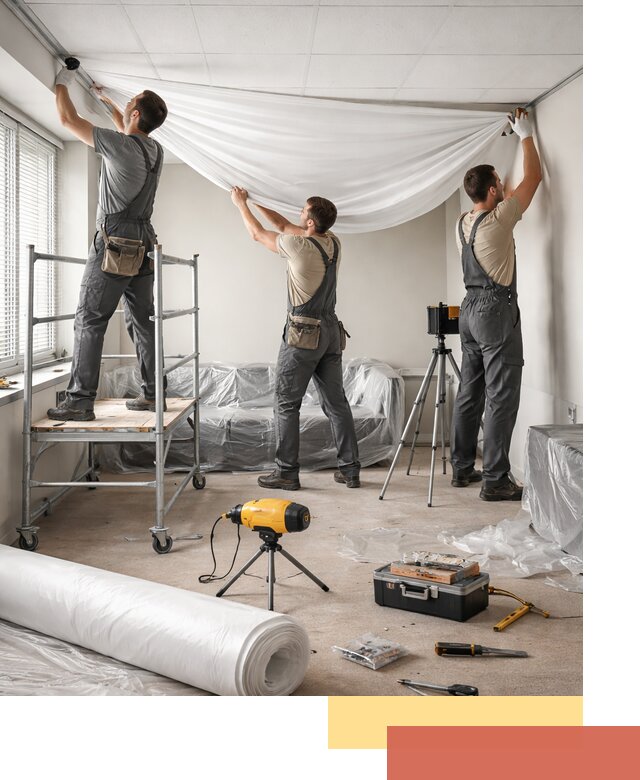 Монтаж натяжного потолка в офисе в Таганроге