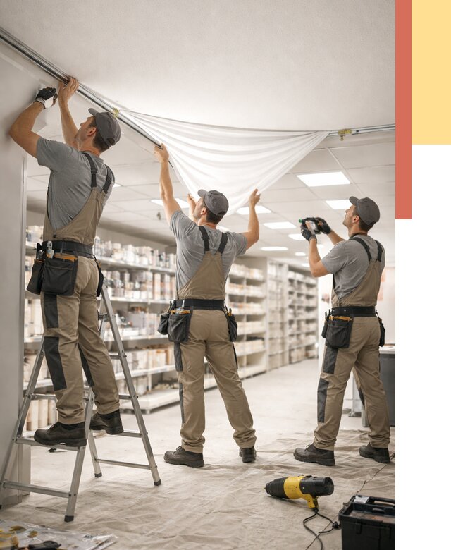 Монтаж натяжного потолка в магазине в Таганроге от 4581 руб. быстро и недорого | ОТДЕЛОЧНИК-Тгн