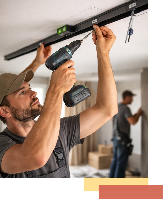 Установка трековых светильников в натяжной потолок в Таганроге