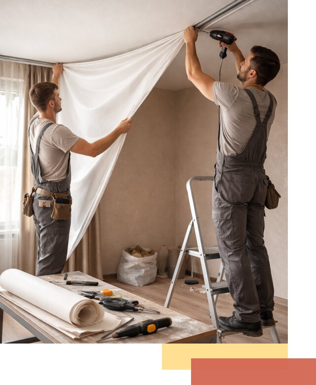 Замена полотна натяжного потолка в Таганроге быстро и качественно