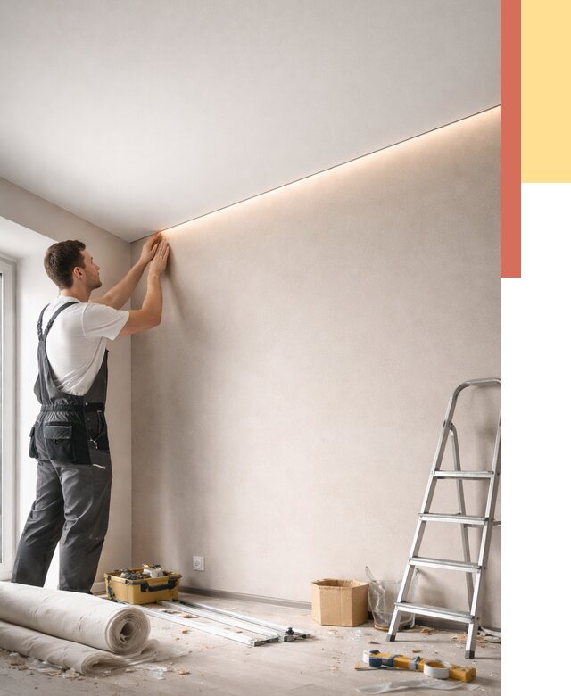 Теневые натяжные потолки в Таганроге от 8348 руб. под ключ | ОТДЕЛОЧНИК-Тгн