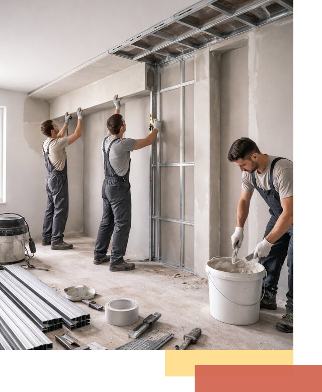 Монтаж потолка из гипсокартона с нишей в Таганроге