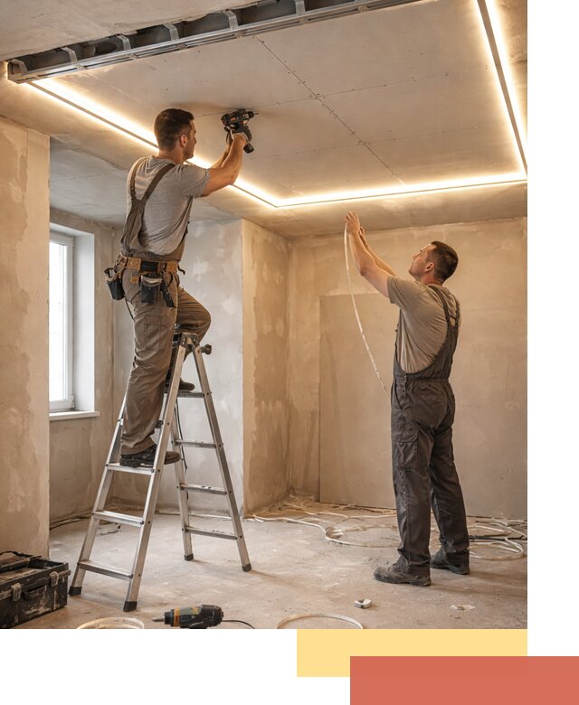 Потолок из гипсокартона с подсветкой в Таганроге