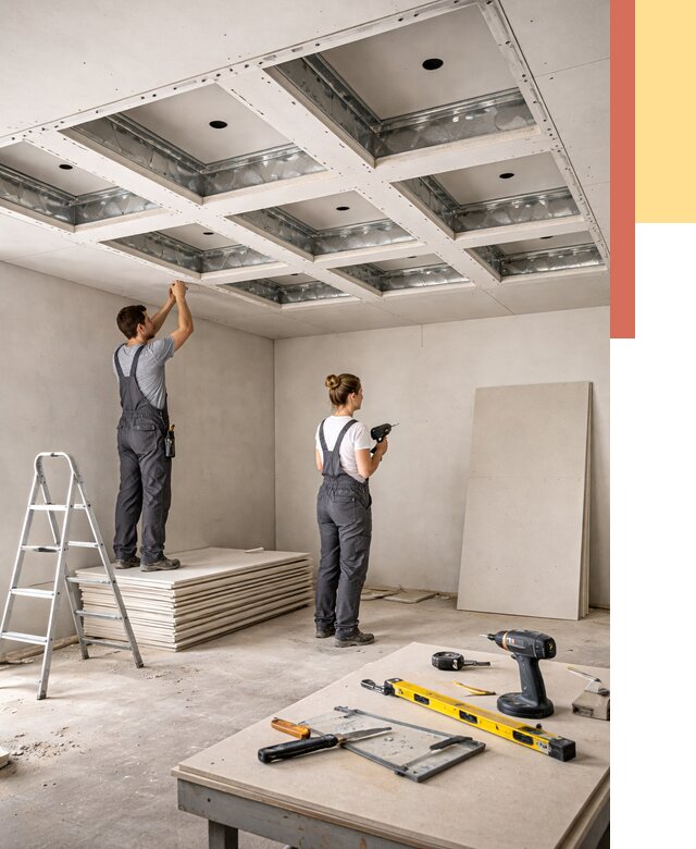 Кессонный потолок из гипсокартона в Таганроге от 1883 руб. — монтаж и под ключ | ОТДЕЛОЧНИК-Тгн