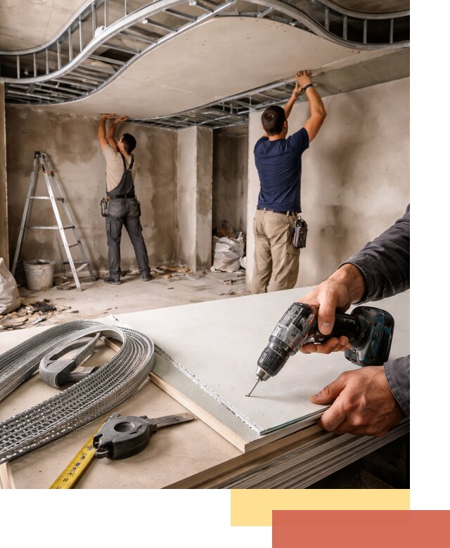 Криволинейный потолок из гипсокартона в Таганроге — монтаж и отделка