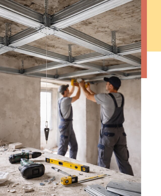 Монтаж каркаса потолка из профиля в Таганроге от 4581 руб. — услуги ОТДЕЛОЧНИК-Тгн