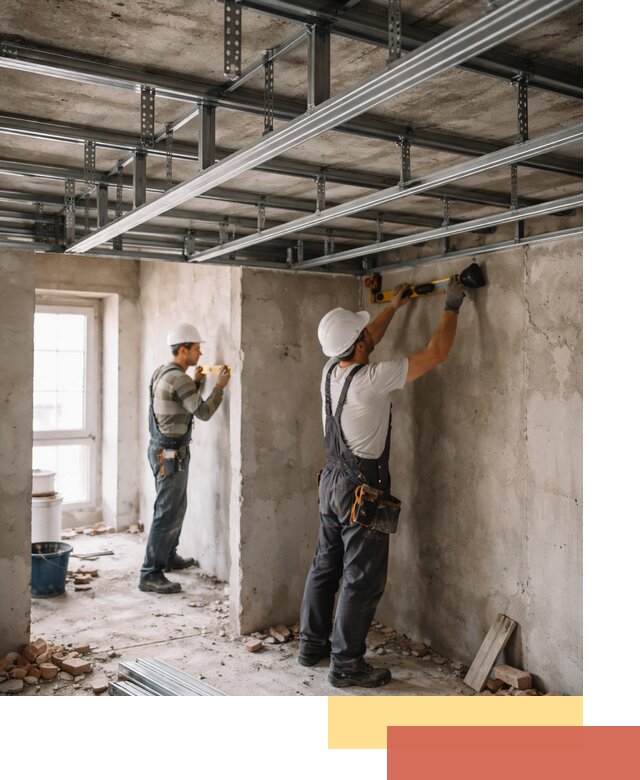 Монтаж каркаса потолка из профильного профиля в Таганроге