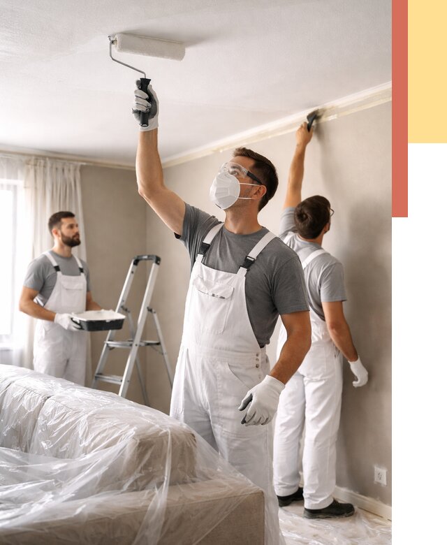 Покраска потолка водоэмельсионной краской в Таганроге от 2240 руб/м² — услуги под ключ | ОТДЕЛОЧНИК-Тгн