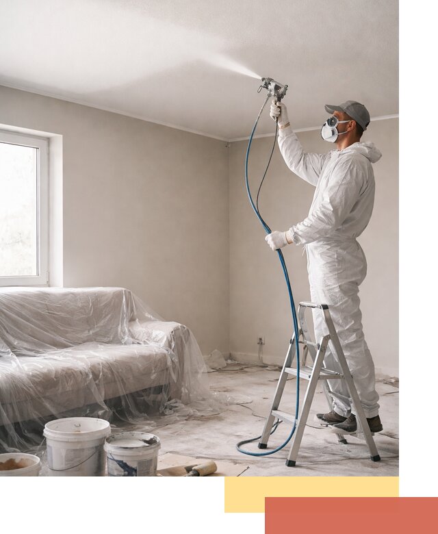 Покраска потолка краскопультом в Таганроге быстро и качественно